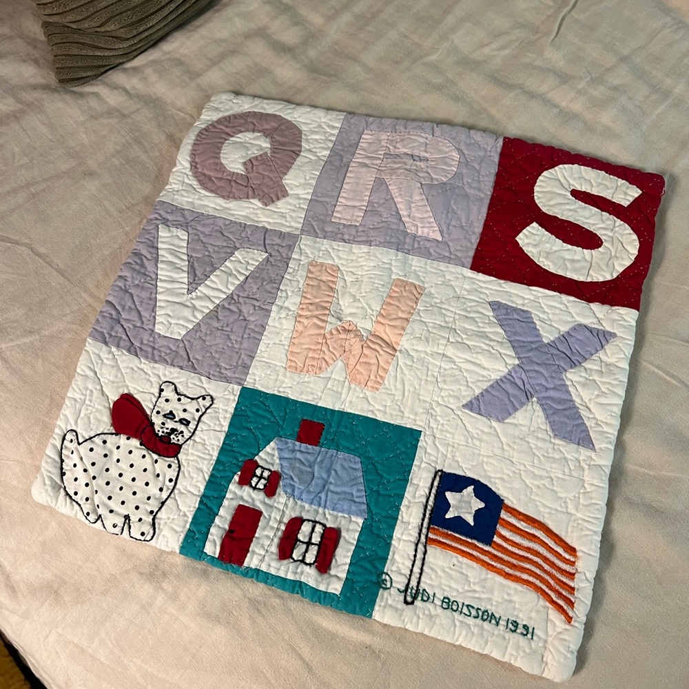 Vintage Judi Boisson Alphabet Quilt Pillow Case